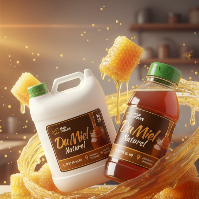Gemini_Generated_Image_wma4ptwma4ptwma4 Pack Artisan Cuisinier - Miel 100% Naturel du Bénin (5L + 2x 1L) – Image 1